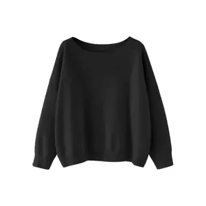 Women's Plain Scoop Neck Sweter,Casual Drop Shoulder Long Sleeve Jumper,Momen Fall & Winter Knit Top