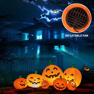 Inflatable Pumpkin Halloween Ghost Festival Decoration Yard Glowing Horror Ornament Glowing Inflatable Pumpkin Set