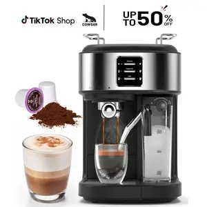 【SummerVibes】COWSAR Espresso and Cappuccino Machine, 20Bar Latte Machine with Automatic Milk Frother, 3 in 1 Professional Semi-Automatic Espresso Maker with Dual Heating System & Capsule Compatible