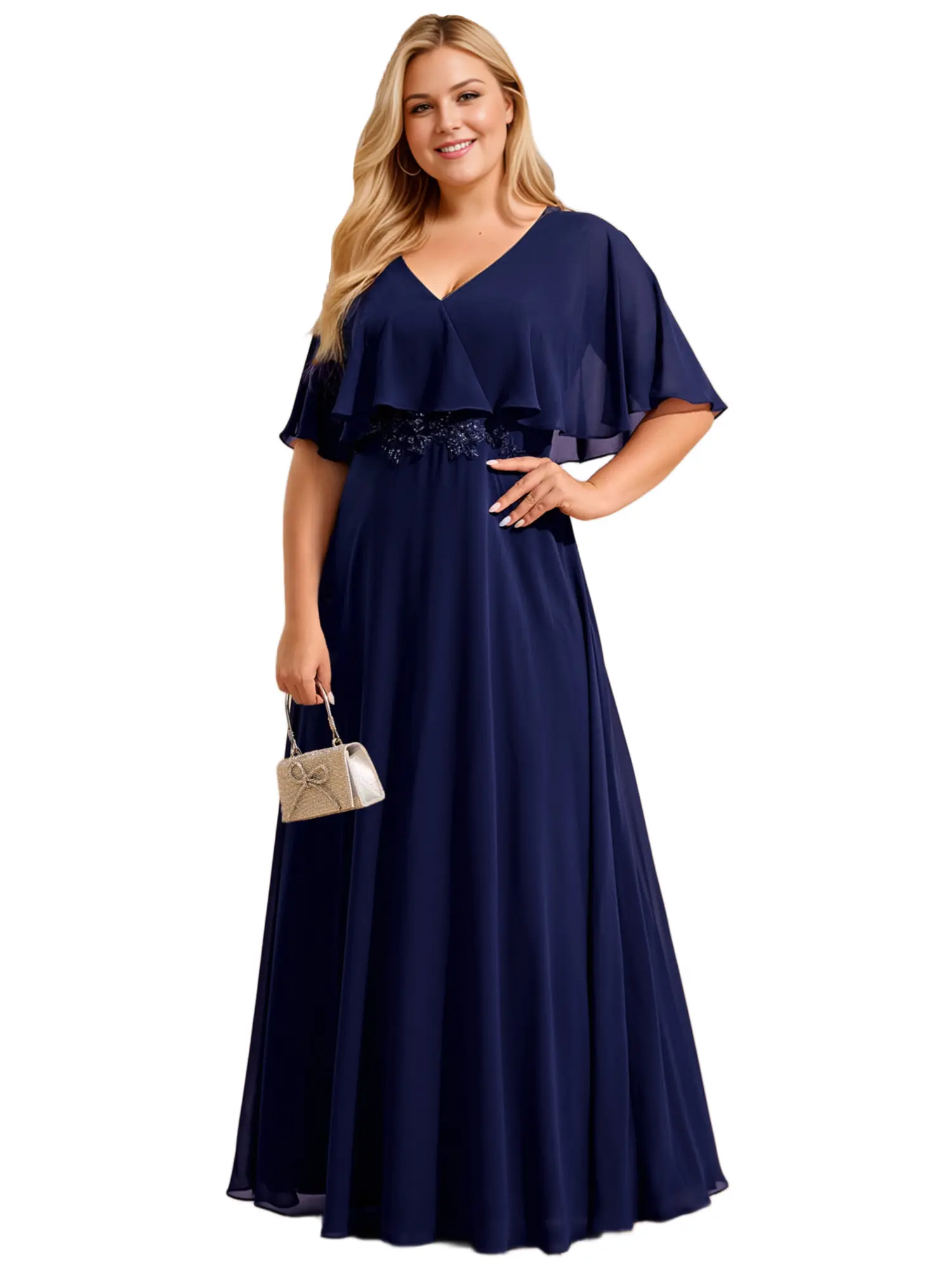 Ever-Pretty Plus Size Chiffon Formal Maxi Dress - Batwing Sleeves, Formal Wear, Zipper Closure, Shawl-Included, Stylish Design, Burgundy Women's Evening Dress 02289, Style, Fabric, Elegance, Shortsleeve, Elegant Dresses