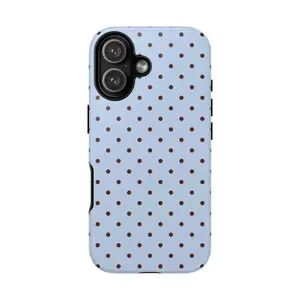 BLUEBERRY DOT Phone Case |   Blue & Brown Polka Dot Design iPhone Case Compatible with iPhone 15 16 14 17 Pro Max 13 12 11 XR AIR XS Plus Cute Soft Silicone Drop Protection Rugged and Durable