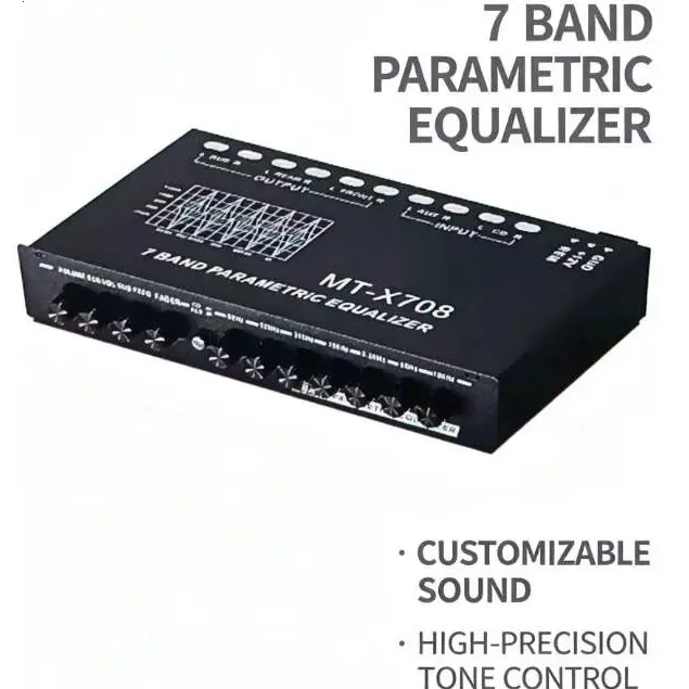 7-Band Car Audio Equalizer, Car Audio Graphic Equalizer, Car Equalizer with Front Rear and Subwoofer Outputs, Adjustable 7 Bands EQ Car Amplifier, 7.3 x 4.3 x1.2 Inch Car Stereo Upgrade Car Stereo Double Din