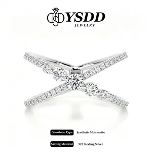 【#681 Criss Cross】Classy 1.3CT Criss Cross Engagement Ring/Statement Ring vvs Synthetic Moissanite Rings in 925 Sterling Silver