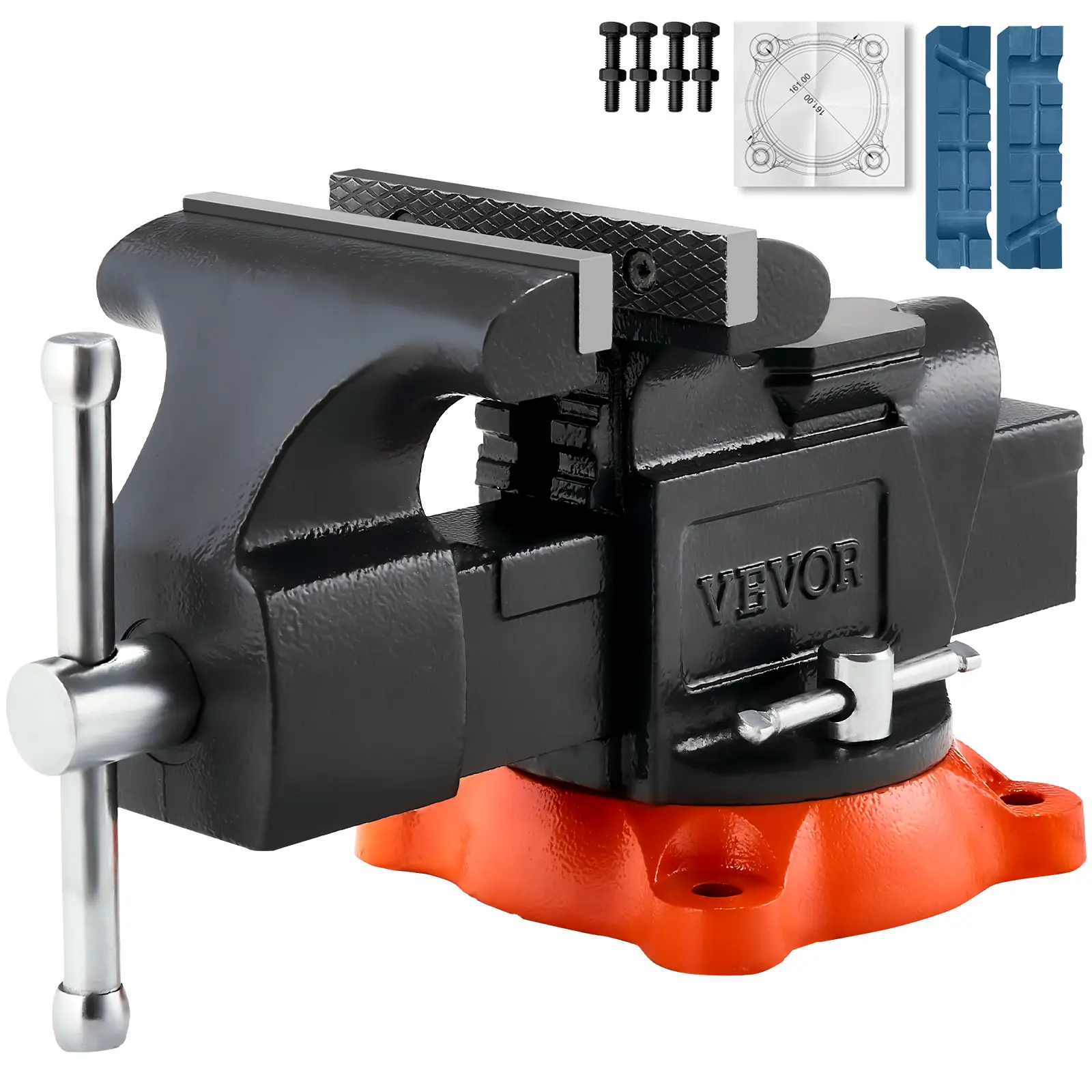 【summerfinds】VEVOR Bench Vise, 5" Jaw Width, 5" Max Jaw Opening Multipurpose Vise with 360° Swivel Locking Base, 2.8" Throat Depth, Heavy Duty Ductile Iron Workbench Vise with Anvil, for Clamping Round Pipes