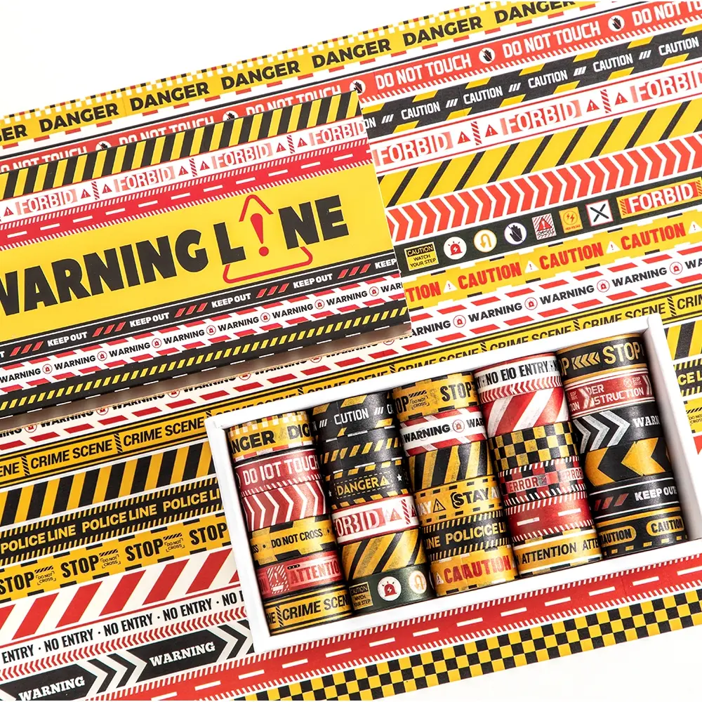 30 Rolls/Box Caution Washi Tape Stickers – 2 Meters Long, Vibrant Neon Colors for Marking, Organization, Ideal for Office, School, and Industrial Decor, Office Supplies, Decorative Tape, Adhesive Tape, Tape Strips