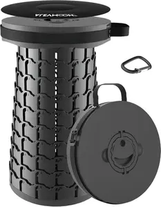 Upgraded 19.7" Portable Telescoping Stool,XXL Collapsible Stool with Cushion,Capacity 1000lbs Heavy Duty Retractable Folding Chair for Adults for Camping Fishing Hiking BBQ