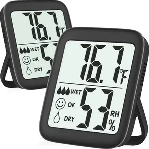 2 Pack Room Thermometer for Home Indoor Hygrometer Humidity Meter Gauge Digital Temperature and Humidity Sensor with Wet Dry Indicator