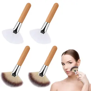 4Pcs Soft Fluffy Fan Brushes Esthetician Facial Makeup Tools for Powder Blush Face Highlighting Body Brush