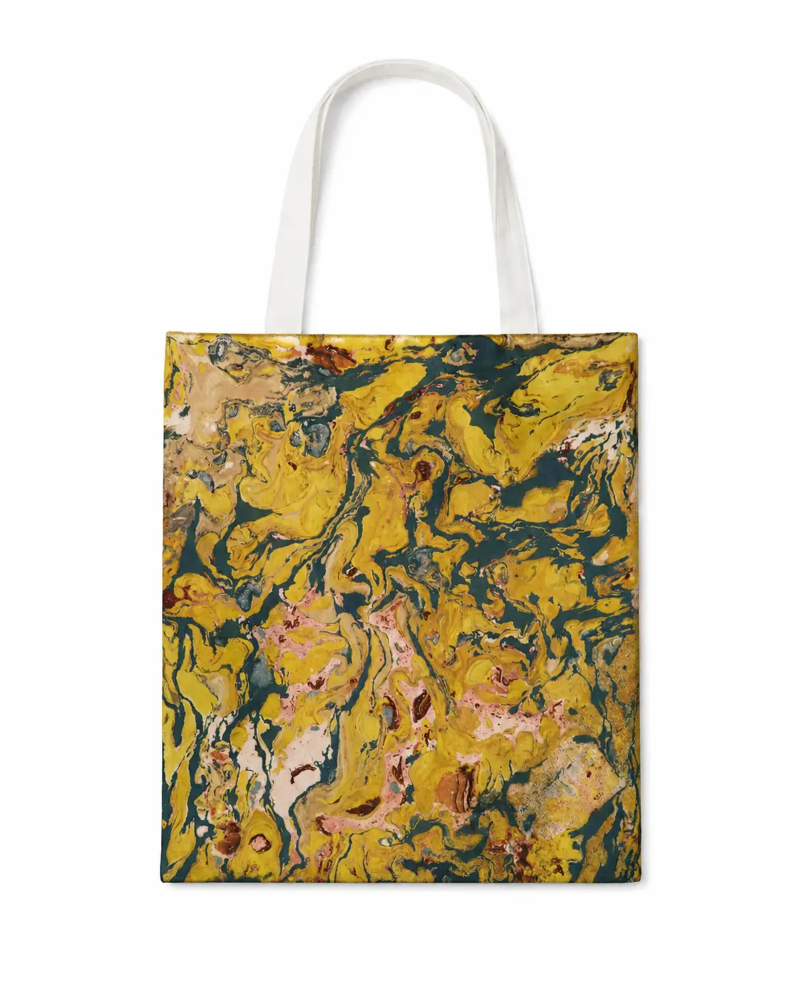 Golden Flow Marbled Canvas Tote Bag | One-of-a-Kind Handmade Tote