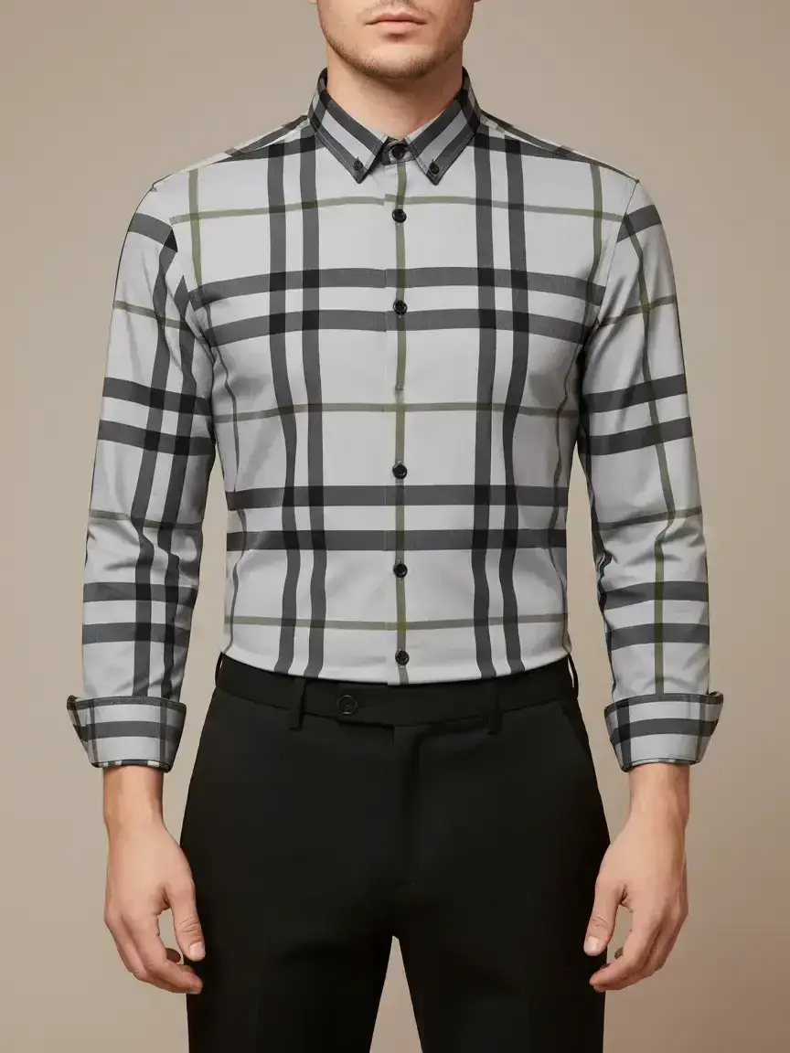 Men's Regular Fit All Over Plaid Print Button Down Shirts, Casual Buttons Collared Comfy Long Sleeve Collared Top for Work Office Business, Menswear for All Seasons