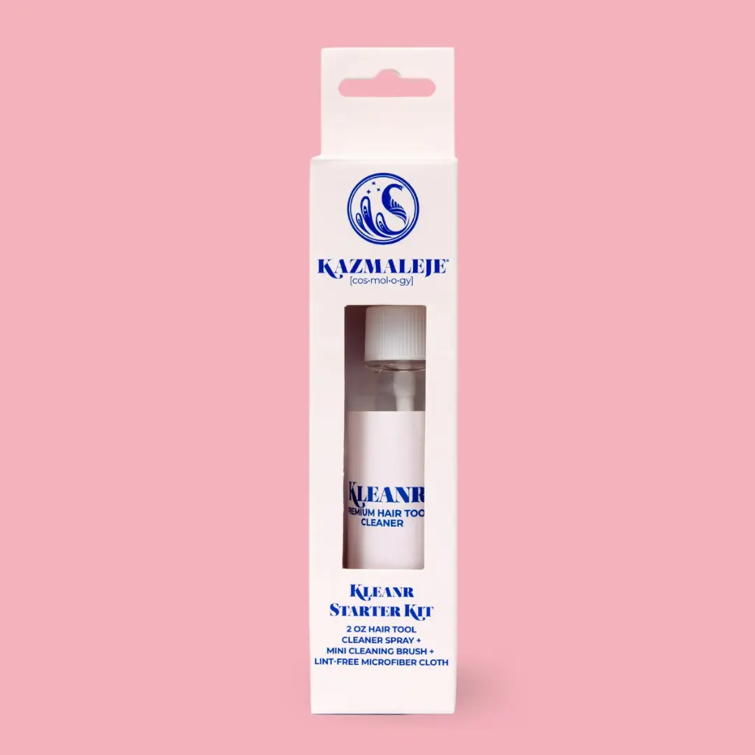 Kazmaleje KLEANR Starter Kit for Effective Hair Tool Cleaning - Premium Cleaner, Mini Brush, and Lint-Free Microfiber Cloth
