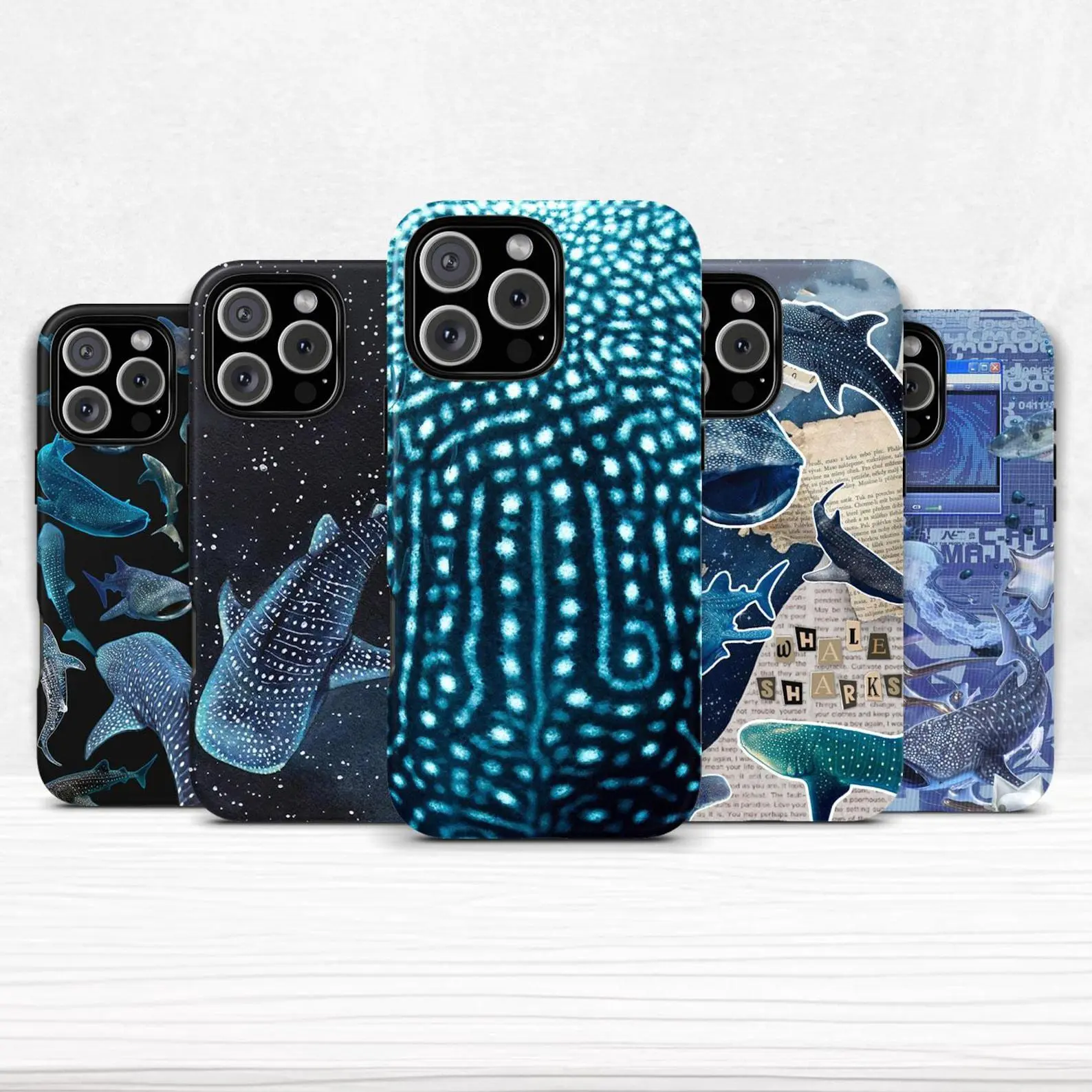 Ocean Whale Shark Phone Case, marine aesthetic vibe, detailed shark sea life artwork design, durable dual shell protective cover, gift for sea life fans