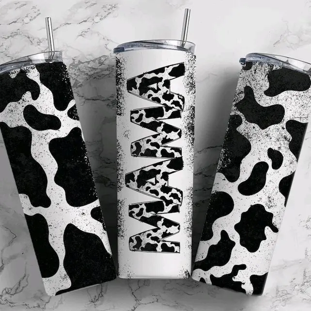 Mama Cow Print • 20oz Stainless Steel Tumbler Cow Hyde Western Drinkware
