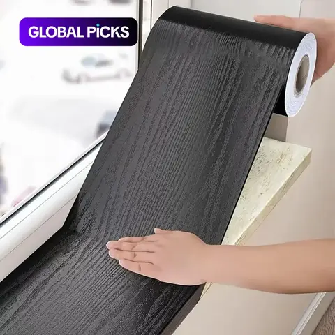 Self-Adhesive Wood-Grain Pattern Window Sill Sticker Rolls, Pvc Self Adhesive Waterproof and Moisture-Proof Decorative Film for Furniture, Cabinets and Thresholds #GLOBAL PICKS