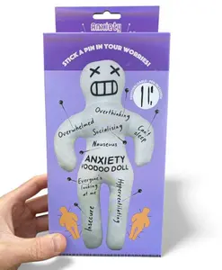 😈 Anxiety Voodoo Doll Set 😂 Stress Relief Gag Gift w/ Marker & Pins