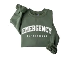 Emergency Department Crewneck Sweatshirt ER Nurse Casual Shirt