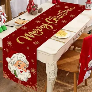 Festive Santa Claus Christmas Table Runner - Wrinkleresistant Fabric, Machinemade Fabric, Perfect for Holiday Dining and Home Decor, Indoor/Outdoor Party Decoration, Christmas Decor, Indoor Outdoor Decoration, Seasonal Shoppers