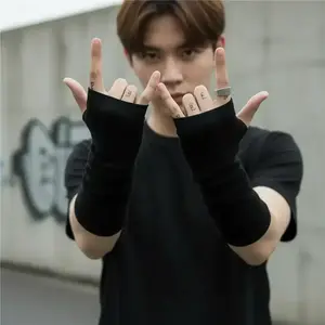 Fingerless Gloves, 1 Pair Soft Knitted Wrist Guard Gloves, Suitable for Outdoor Activities, Street Dance, Art Performances, Casual Wear, Seamless Knit Glove