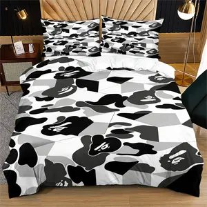 Camouflage printed pattern duvet cover, cute adult bedroom decoration gift, including 1 duvet cover and 1 or 2 pillowcases without core and pillow