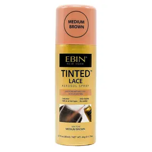 Ebin New York Tinted Lace Aerosol Spray (2.7 oz/80mL) Unisex Haircare Gel - Medium Brown, Flawless Natural Look, Skin Tone Match, Quick Drying, Long Lasting, Water Resistant
