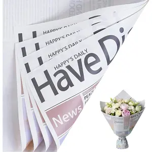 20 Sheets White Newspaper Wrapping Paper - Floral Bouquet Paper for Mother's Day, Weddings, Graduations, Parties, Valentine's Day, 20 x 23 in Sheets