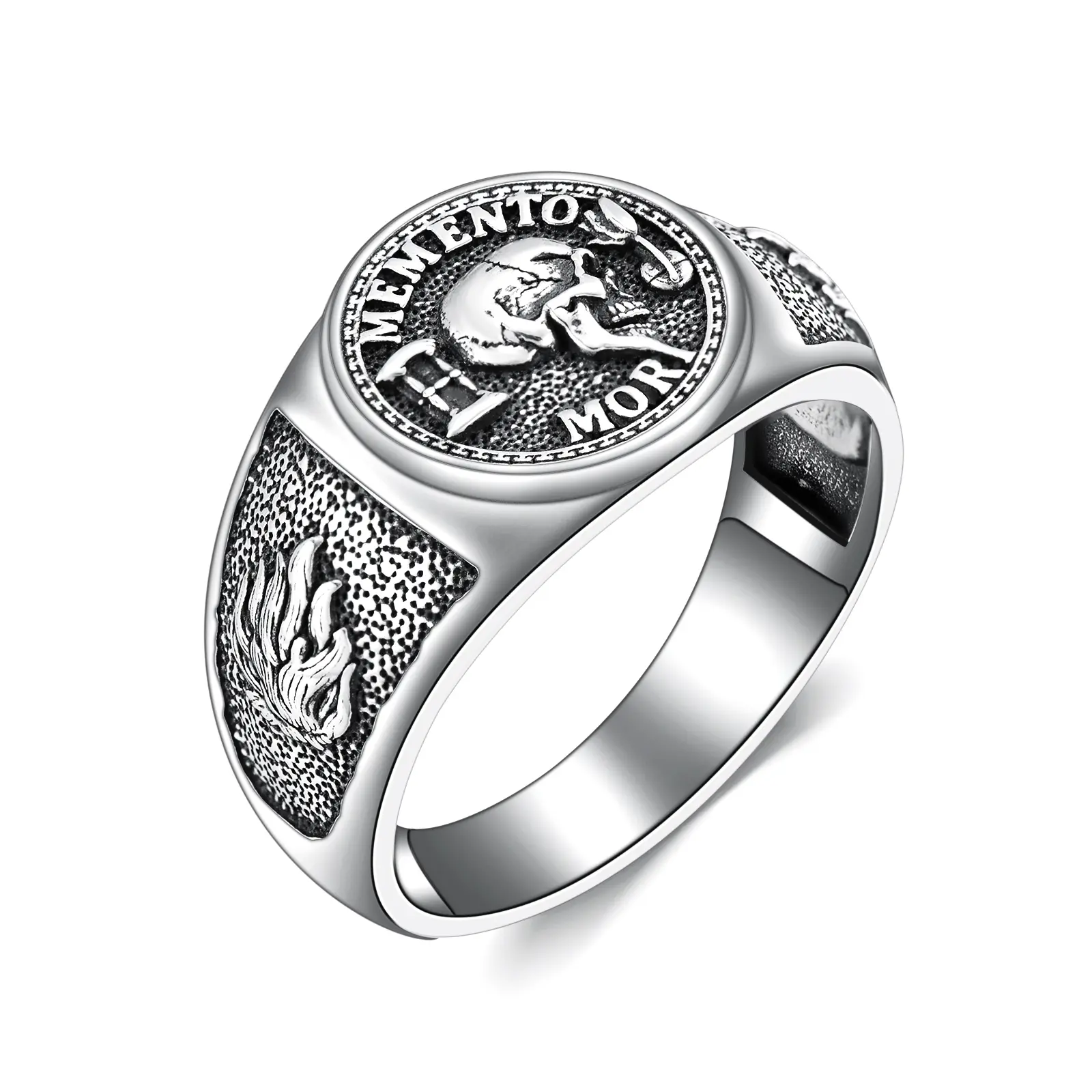 MEIDERBO Gothic Skull Signet Ring for Men and Women, 925 Sterling Silver Memento Mori Stoic Commemorative Jewelry, Commemorative Ring, Jewelry For Women, Dark Fantasy Aesthetic, Skull Rings