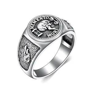 MEIDERBO Jewelry Memento Mori Signet Rings 925 Sterling Silver Gothic Skull Ring Stoic Momento Mori Jewelry Gifts for Men Women