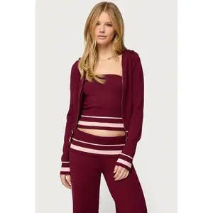 Kaliya Stripey Knit Zip Up Hoodie