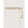 BloomChic Women's Sexy Layered Links Alloy Metal Waist Chain Belt - Gold Sun Charm Fashion Accessory with Adjustable Chain Extender for Extended Length, Engravings, Shape-Retaining Design for Bold Wear