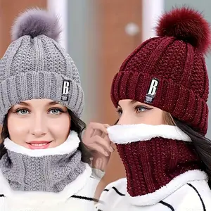 [2pcs Winter Hat] 2pcs Thickened Plush Winter Hat Set | Windproof and Cold-Proof Casual Warm Hats with Scarf