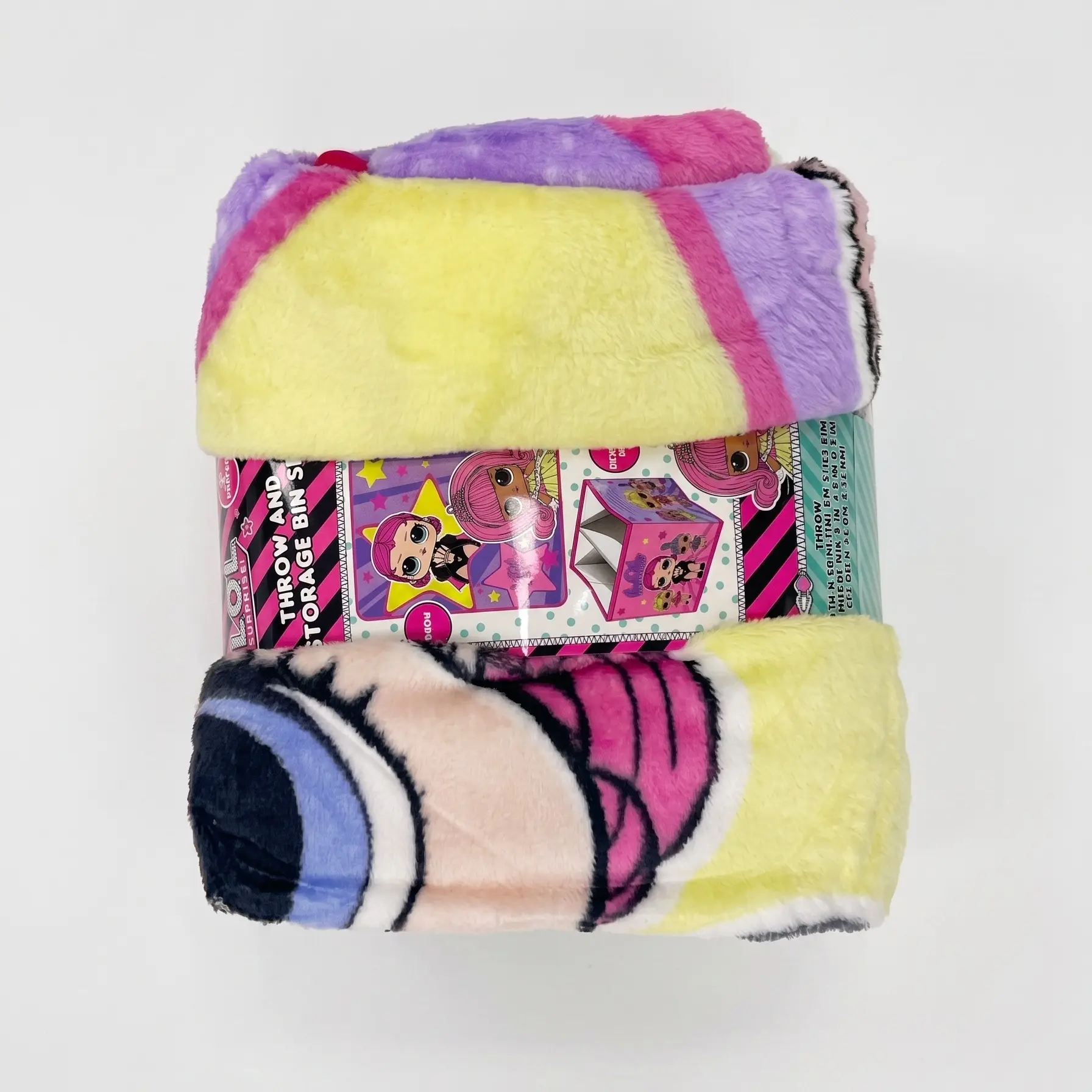 L.O.L. Surprise! Plush Throw Blanket & Collapsible Storage Cube Bin Set (2-Piece Kids Bedding & Playroom Decor)