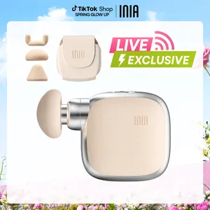 【LIVE EXCLUSIVE】INIA PocketForce Palm-Sized Massage Gun, Portable Deep Tissue Massager with 3 Heads & 4 Speeds, 3000 Percussions/Min, 7mm Stroke Depth & 10 lbs Force, Ultra-Quiet <48dB, USB Rechargeable Gift Set
