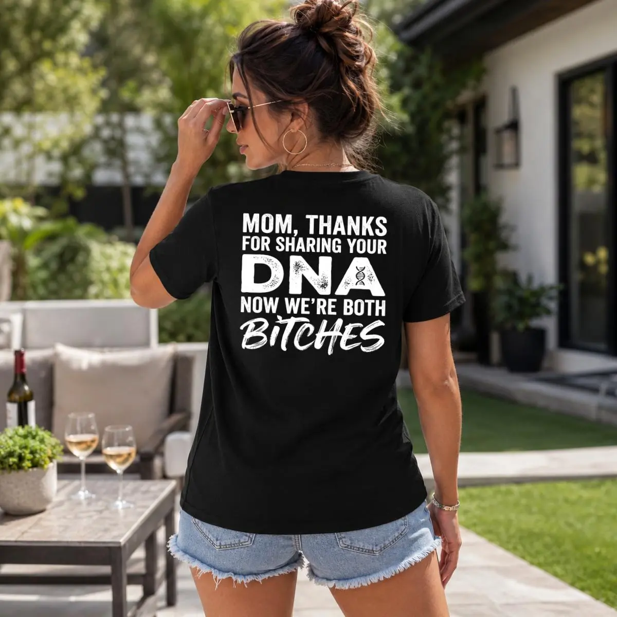 [Graphic Tee][Graphic Tee]Thanks For Sharing Your DNA Now We're Both Bitches T-Shirt, Funny Mom Sweatshirt, Mother Daughter Graphic Tee, Sassy Mom Gift for Women alligator alcatraz father-in-law meme sarcastic