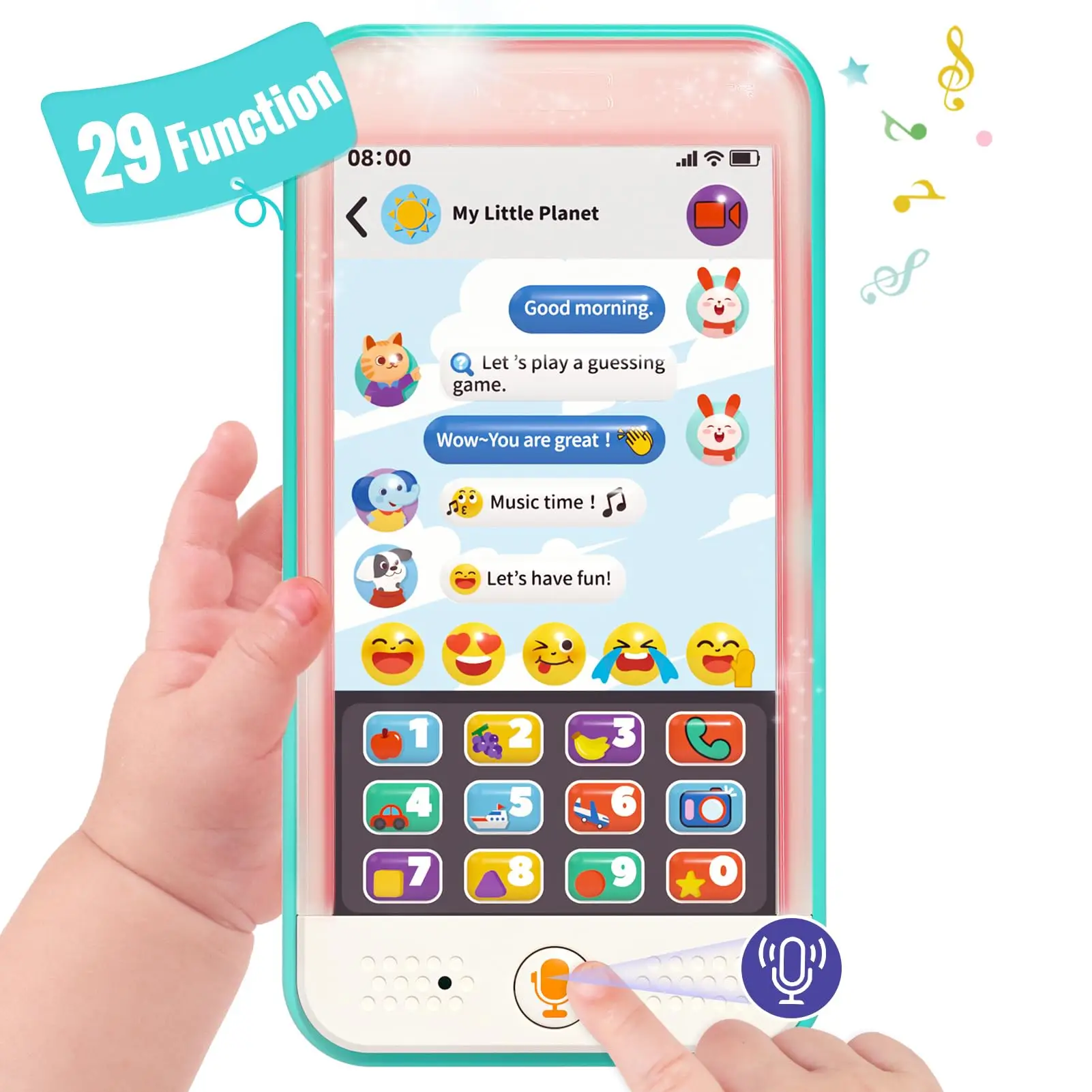 HOLA Phone Toys 29 Function Baby Toy with Music Lights and Motor Activities Christmas Gifts Christmas Stockingstuffers for Babies One Year Old Toys li