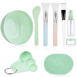 Face Mask Mixing Bowl Set, 11 Pcs DIY Facemask Mixing Tool Kit with Facial Mask Bowl Stick Spatula Silicone Brush Spray Bottle Puff Soaking Bottle Gauges