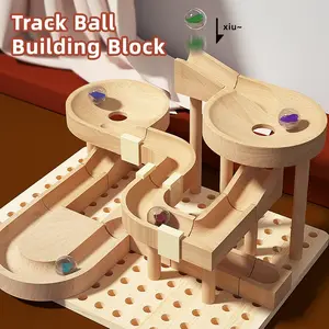 Wooden Marble Run Building Kit Toy, Stem Building Blocks, Educational Puzzle Toy for Kids, Stem Learning & Creative Development, Birthday Party Halloween Christmas Gift for Kids Boys Girls