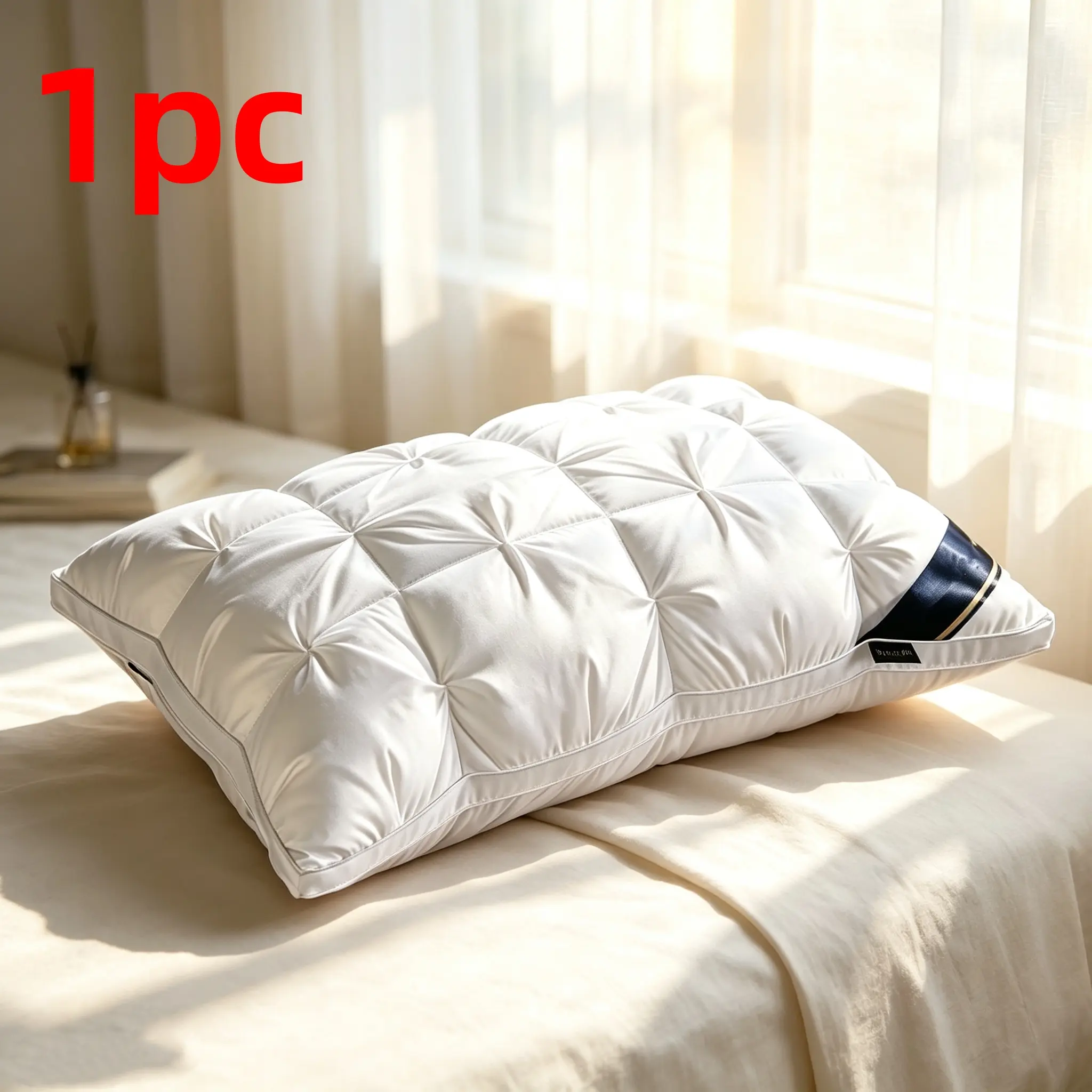 5-Star Hotel Quality Cool Pillow with Polyester Pillowcase, Extra Plush Flat Weave Surface, Ergonomic Neck Support, All-Season Non-Collapse Core, Modern Pillow Shape, Machine-Washable Deep Sleep Aid Gift, Machine Wash
