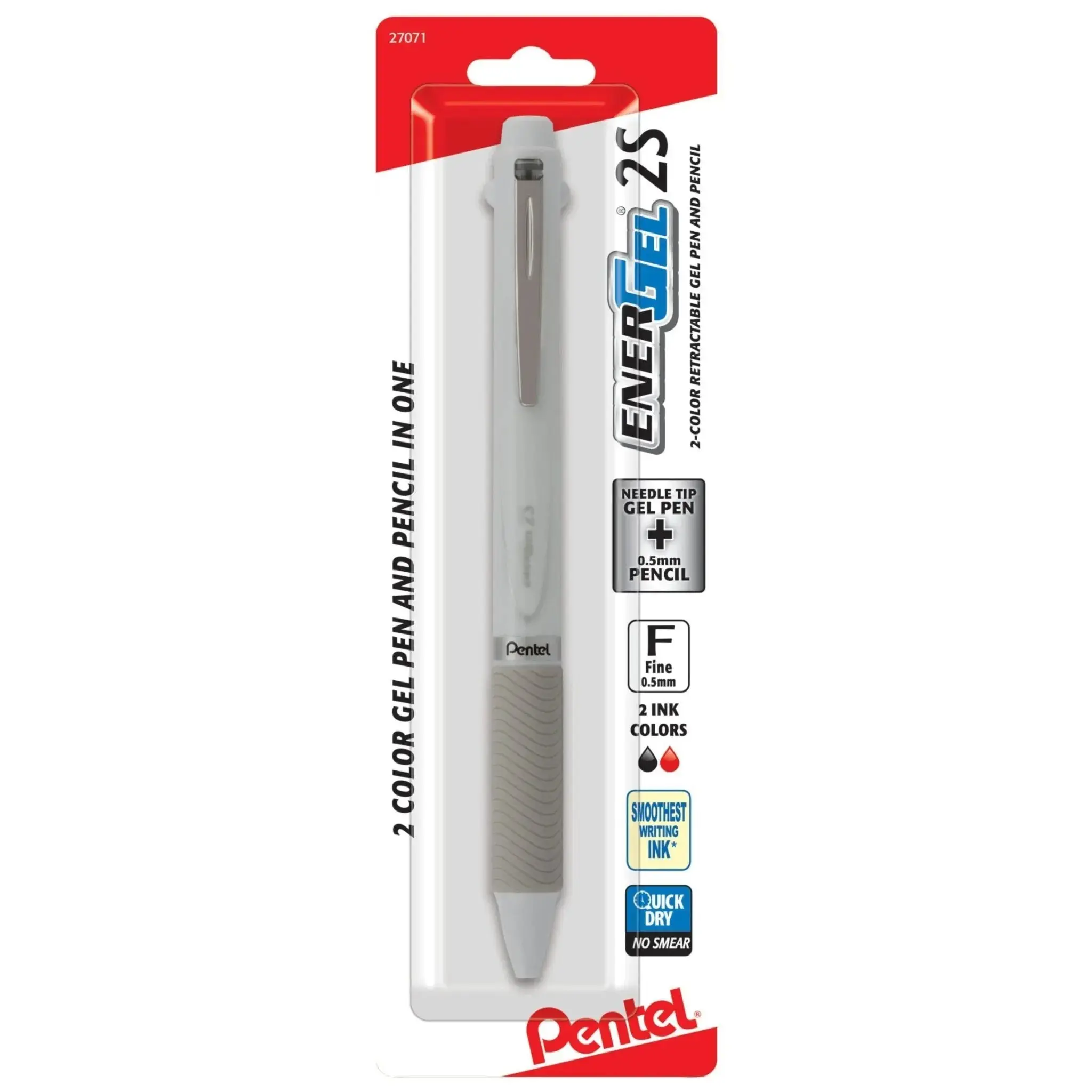 Pentel EnerGel 2S Multi-Function Gel Pens Set - Refillable & Eco-Friendly, Quick Dry High-Performance Ink, 2-Ink (Black/Red), 0.5mm Fine Point Smooth Writing Pens, Assorted Barrels, Detailed Work Use, 1-Pack, Pentel Super Hi-Polymer HB Lead Compatible, Re