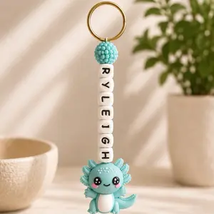 Axolotl Custom Name Keychain
