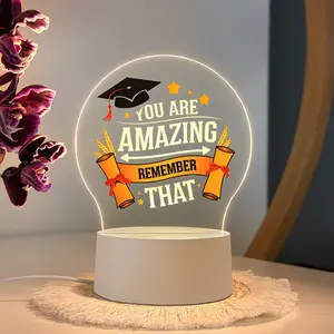 Graduation Night Light, You Are Amazing Design with Graduation Cap and Diploma, USB Powered Acrylic LED Desk Lamp for High School and College Gifts, Home Decor Light