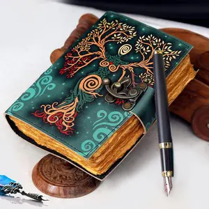 Blank Green Spell Book Of Shadows Journal With Lock Clasp Prop hocus pocus Vintage Handmade Leather Diary Embossed Prayer Pagan Antique Witchcraft Wiccan Notebook Daily 7 X 5 Inches hocus