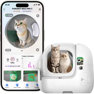 PETKIT PUROBOT MAX PRO2 AI-Camera Self Cleaning Cat Litter Box, 210° Wide Angle Lens, Automatic Cat Litter Box for Multiple Cats, 5G&2.4G WiFi/App Control/Odor-Free