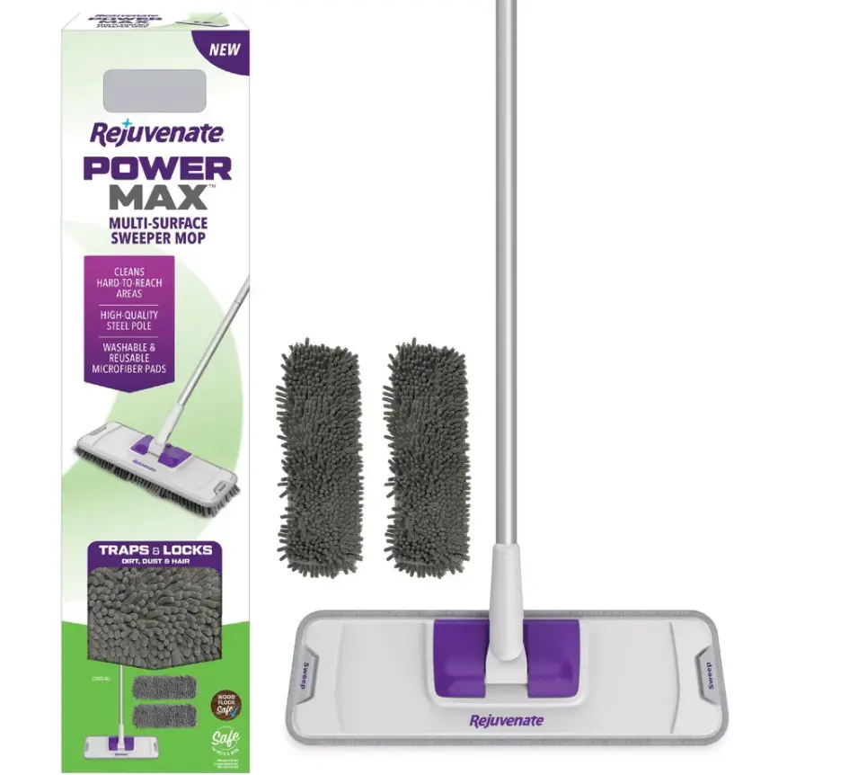 2 in 1 Sweeper Mop Kit, Multi-Surface All-in-One Floor Cleaning Tool with Disposable Dry Dust Cloths & Wet Mopping Pads for Hardwood