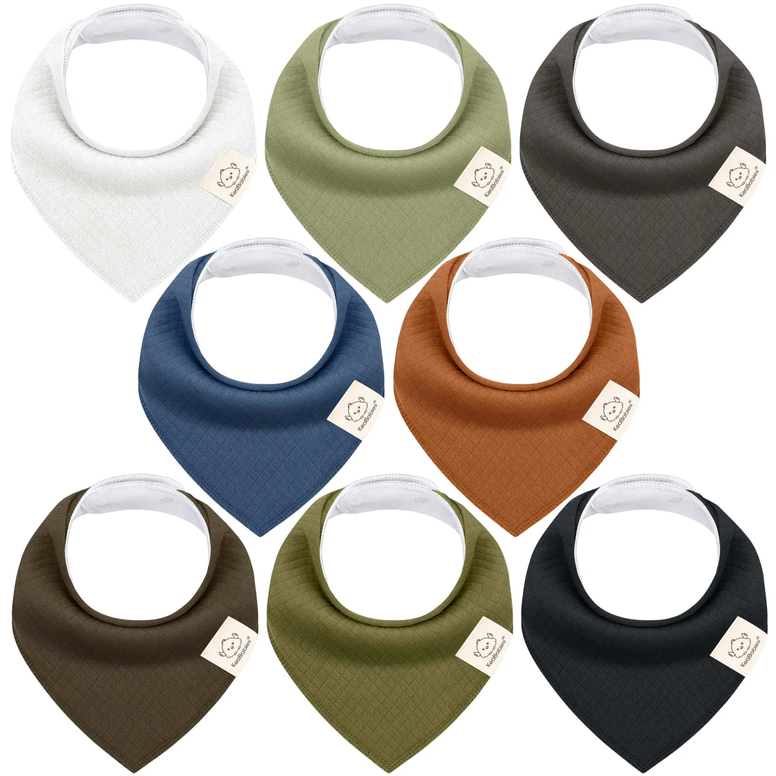 KeaBabies 8-Pack Bandana Bibs for Baby Girls, Boys - Organic Cotton Baby Bibs for Drooling & Teething Newborn, Toddler, Infant 0-36 months, Extra Soft, Absorbent Cloth with Snaps