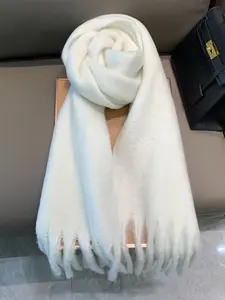 Solid Color Tassel Decor Shawl, Casual Soft Warm Thick Scarf for Fall & Winter, Fashion Minimalist Accessories for Women & Men