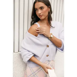 Isabel Button Front Cardigan - Lilac