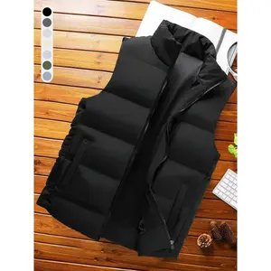 Shoulder width men's casual stand up collar vest, a warm and stylish outerwear choice, a must-have for winter layering, suitable for golf, running, hiking, etc., windproof sleeveless body warm vest
