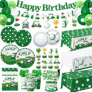 Golf Party Decorations,-in-1 Golf Birthday Decorations Golf Plates,Napkins,Tablecloth,Cup,Banner,Balloon,Cake Topper for  Themed Party,Serve 24