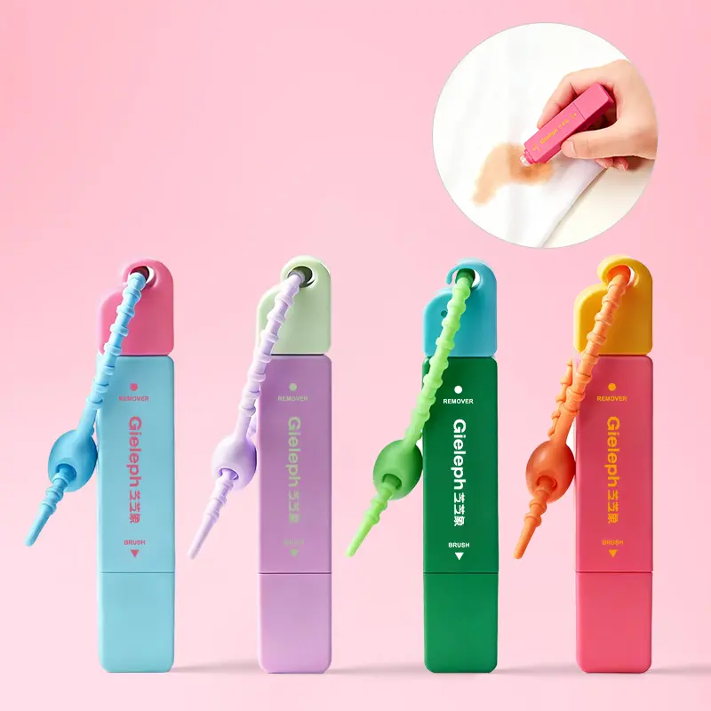 【Back to School】Gieleph Household Instant Stain Remover Pen - Safe Formula, Gentle on Clothes & Skin, Lightweight Compact Portable, Removes Coffee Wine Oil Makeup Stains, Ideal for Home Travel Emergencies (With Brush & Towel)