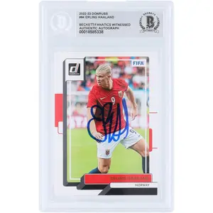 Erling Haaland Norway Autographed 2022-23 Panini Donruss #84 Beckett Fanatics Witnessed Authenticated Card - Fanatics Authentic Certified
